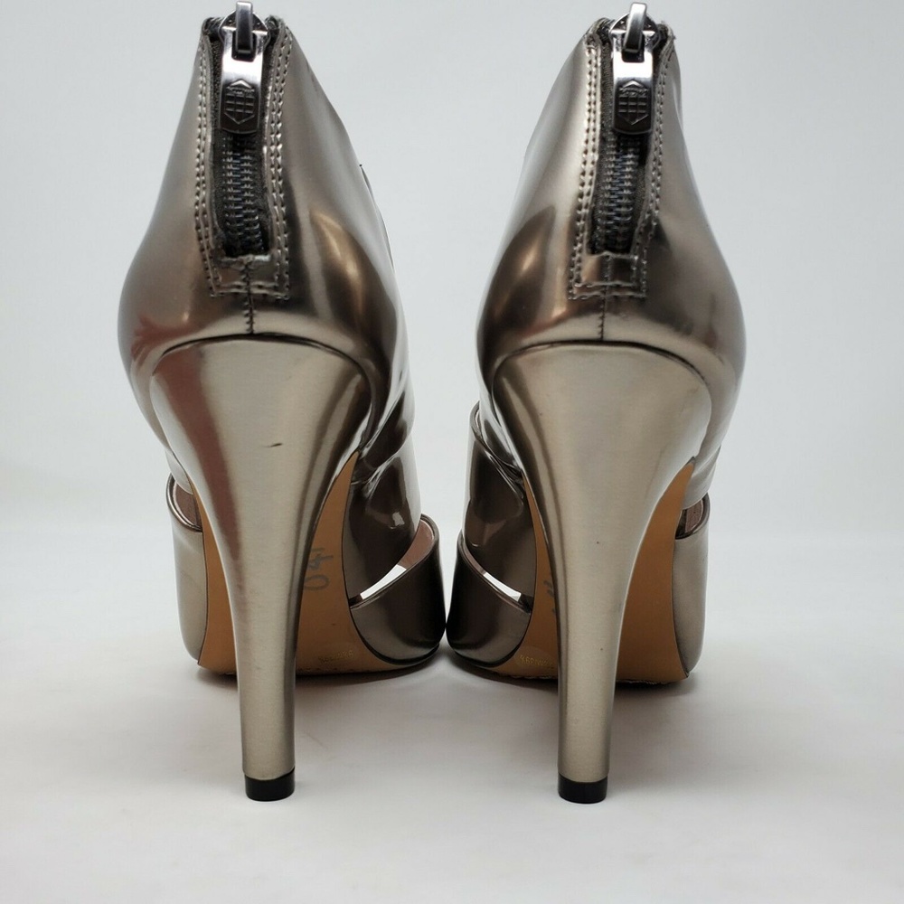 Vince Camuto Karmi Peep Toe Silver Leather Booties - Picture 6 of 11